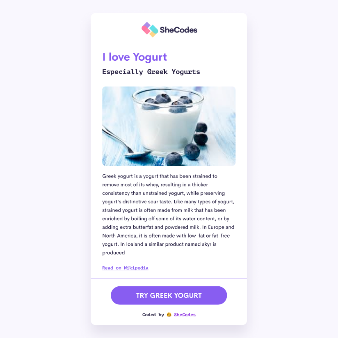 Yogurt project previews